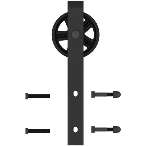 Wagon Wheel Strap Hanger with Fasteners (No Track), Matte Black Wagon Wheel Strap Hanger with Fasteners (No Track), Matte Black