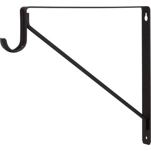 Round Bar Shelf and Pole Bracket, Powder Coated, 3" Drop, Matte Black Round Bar Shelf and Pole Bracket, Powder Coated, 3" Drop, Matte Black