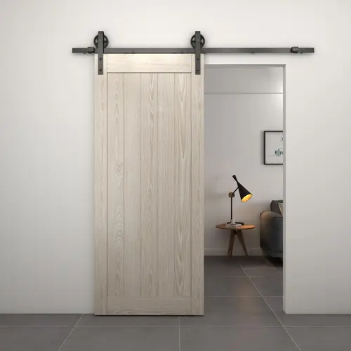 Wagon Wheel Strap Style Sliding Door Hardware Set, Fits Doors up to 36 Inches, Matte Black Wagon Wheel Strap Style Sliding Door Hardware Set, Fits Doors up to 36 Inches, Matte Black