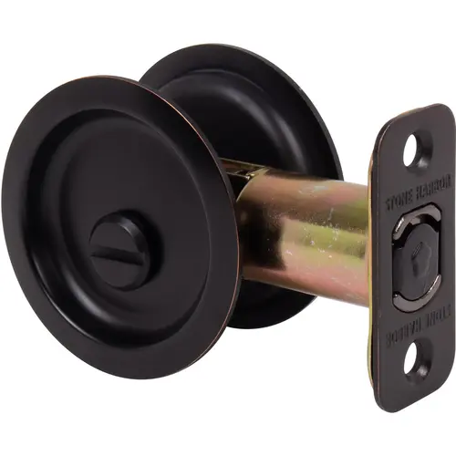 Round Pocket Door Lock, Privacy Function, 2-3/8" Backset, Vintage Bronze Round Pocket Door Lock, Privacy Function, 2-3/8" Backset, Vintage Bronze