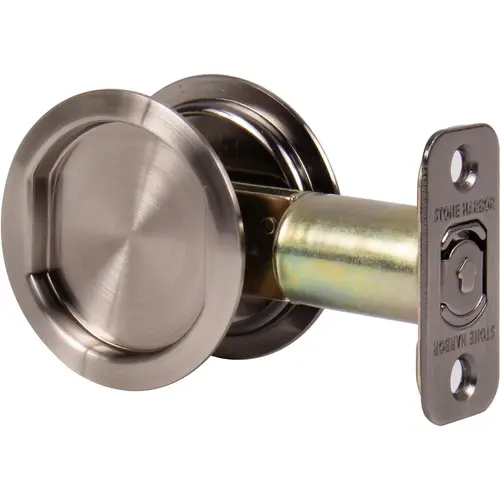 Round Pocket Door Lock, Passage Function, 2-3/4" Backset, Antique Nickel Round Pocket Door Lock, Passage Function, 2-3/4" Backset, Antique Nickel