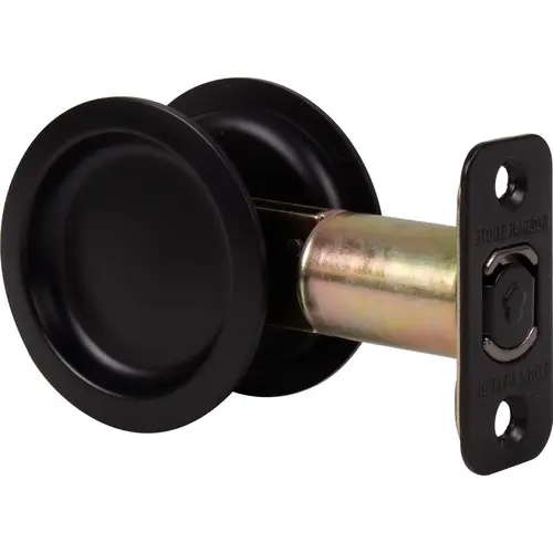 Round Pocket Door Lock, Passage Function, 2-3/4" Backset, Matte Black Round Pocket Door Lock, Passage Function, 2-3/4" Backset, Matte Black