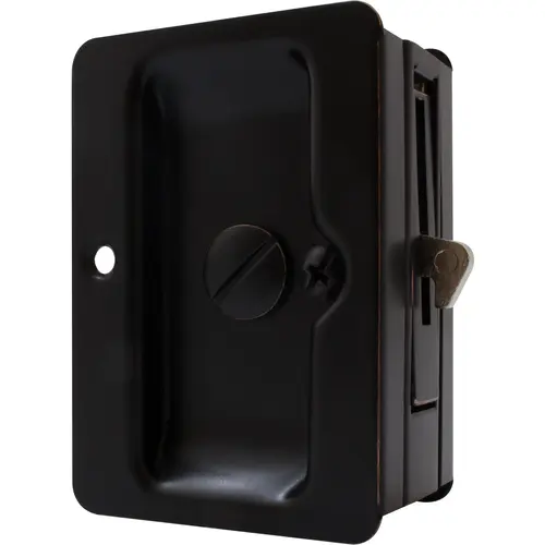 Tall Square Pocket Door Lock, Privacy (Bed/Bath) Latch, Vintage Bronze Tall Square Pocket Door Lock, Privacy (Bed/Bath) Latch, Vintage Bronze