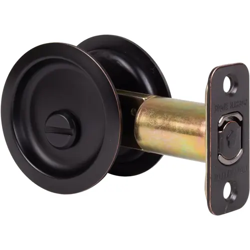 Round Pocket Door Lock, Privacy Function, 2-3/4" Backset, Vintage Bronze Round Pocket Door Lock, Privacy Function, 2-3/4" Backset, Vintage Bronze