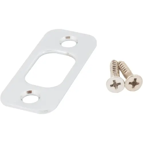 Round Corner Deadbolt Strike Plate, 1" x 2-1/4", 1-5/8" Center-to-Center, Polished Chrome Round Corner Deadbolt Strike Plate, 1" x 2-1/4", 1-5/8" Center-to-Center, Polished Chrome