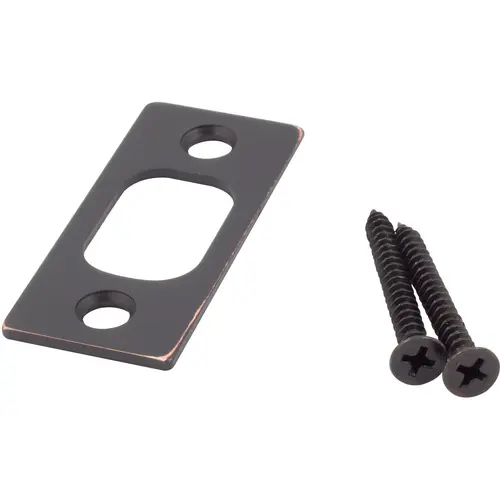 Square Corner Deadbolt Strike Plate, 1" x 2-1/4", 1-5/8" Center-to-Center, Vintage Bronze Square Corner Deadbolt Strike Plate, 1" x 2-1/4", 1-5/8" Center-to-Center, Vintage Bronze