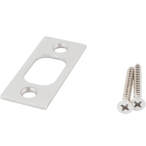 Square Corner Deadbolt Strike Plate, 1" x 2-1/4", 1-5/8" Center-to-Center, Satin Nickel Square Corner Deadbolt Strike Plate, 1" x 2-1/4", 1-5/8" Center-to-Center, Satin Nickel