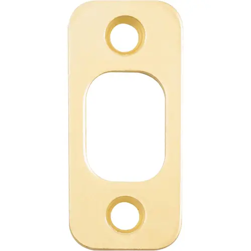 Round Corner Deadbolt Strike Plate, 1" x 2-1/4", 1-5/8" Center-to-Center, Polished Brass Round Corner Deadbolt Strike Plate, 1" x 2-1/4", 1-5/8" Center-to-Center, Polished Brass