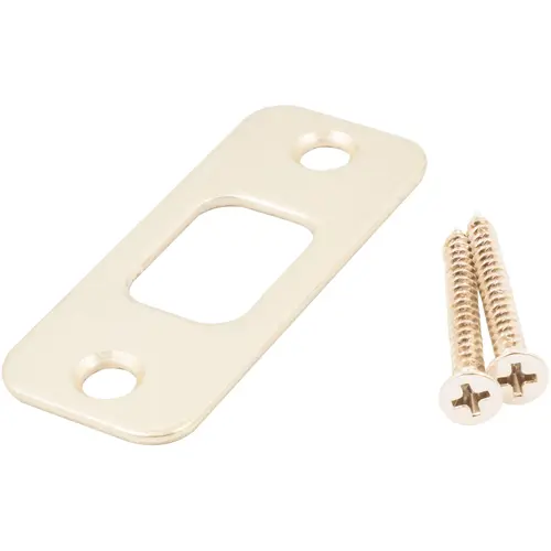 Round Corner Deadbolt Strike Plate, 1-1/8" x 2-3/4", 2-1/8" Center-to-Center, Polished Brass Round Corner Deadbolt Strike Plate, 1-1/8" x 2-3/4", 2-1/8" Center-to-Center, Polished Brass