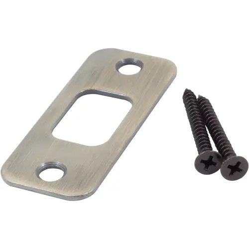 Round Corner Deadbolt Strike Plate, 1-1/8" x 2-3/4", 2-1/8" Center-to-Center, Antique Brass Round Corner Deadbolt Strike Plate, 1-1/8" x 2-3/4", 2-1/8" Center-to-Center, Antique Brass