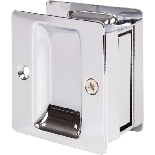 Premium Square Pocket Door Lock, Passage Function, Polished Chrome Premium Square Pocket Door Lock, Passage Function, Polished Chrome