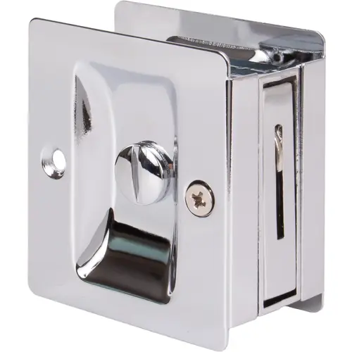 Premium Square Pocket Door Lock, Privacy Function, Polished Chrome Premium Square Pocket Door Lock, Privacy Function, Polished Chrome