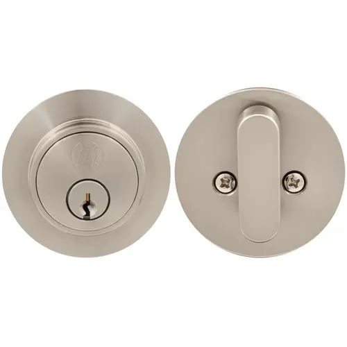 Grade 3 Contemporary Round Deadbolt, SC Keyway, Satin Nickel Grade 3 Contemporary Round Deadbolt, SC Keyway, Satin Nickel