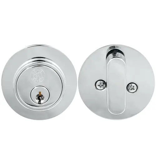 Grade 3 Contemporary Round Deadbolt, SC Keyway, Polished Chrome Grade 3 Contemporary Round Deadbolt, SC Keyway, Polished Chrome