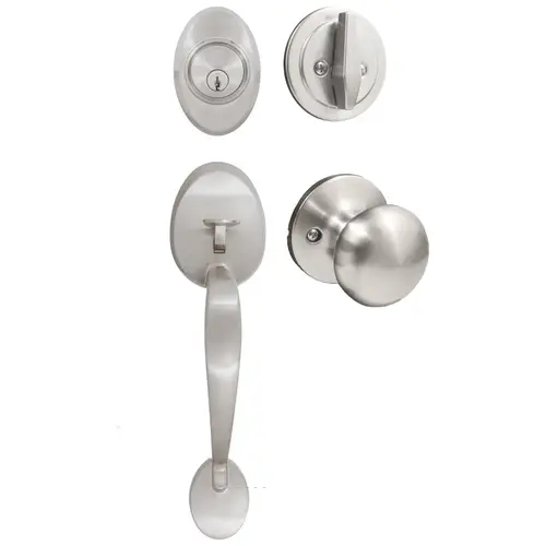 Mill Creek Handleset with Highland Knob, SC Keyway, Clear Pack, Satin Nickel Mill Creek Handleset with Highland Knob, SC Keyway, Clear Pack, Satin Nickel