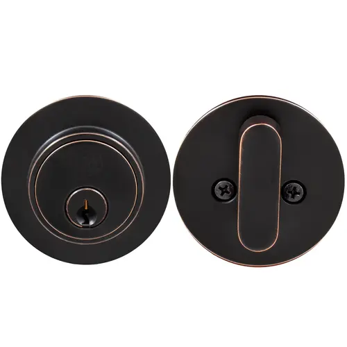 Grade 3 Contemporary Round Deadbolt, SC Keyway, Vintage Bronze Grade 3 Contemporary Round Deadbolt, SC Keyway, Vintage Bronze