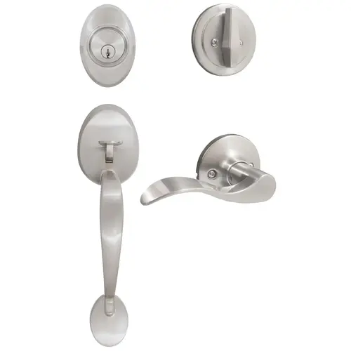 Mill Creek Handleset with Beaverton Lever, KW Keyway, Clear Pack, Satin Nickel Mill Creek Handleset with Beaverton Lever, KW Keyway, Clear Pack, Satin Nickel