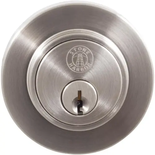 Grade 3 Contemporary Round Deadbolt, KW Keyway, Satin Nickel Grade 3 Contemporary Round Deadbolt, KW Keyway, Satin Nickel