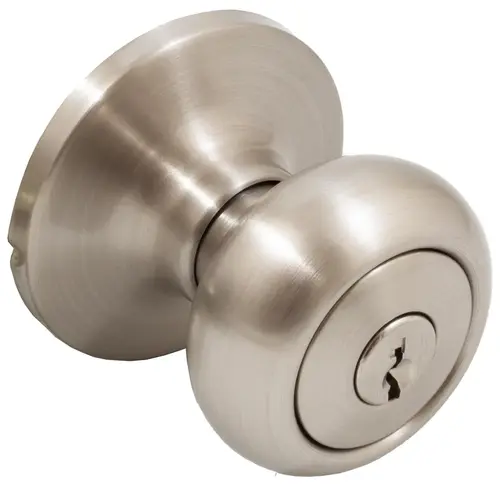 Highland Door Knob, Entry Latch, KW Keyway, Satin Nickel Highland Door Knob, Entry Latch, KW Keyway, Satin Nickel