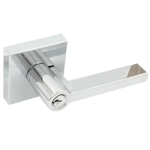 Vienna Door Lever with Square Rosette, Entry Latch, SC Keyway, Polished Chrome Vienna Door Lever with Square Rosette, Entry Latch, SC Keyway, Polished Chrome
