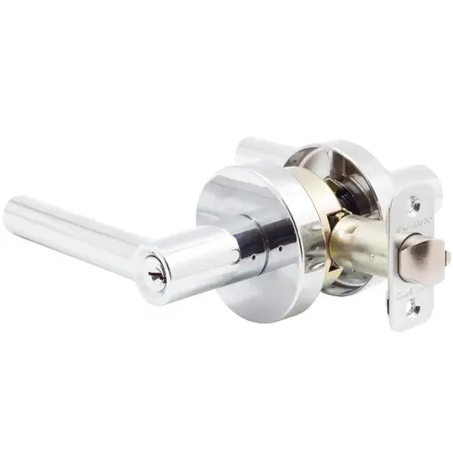Zurich Door Lever with Round Rosette, Entry Latch, KW Keyway, Polished Chrome Zurich Door Lever with Round Rosette, Entry Latch, KW Keyway, Polished Chrome