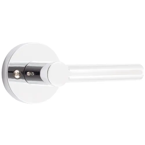 Zurich Door Lever with Round Rosette, Dummy (Non-Turning) Latch, Polished Chrome Zurich Door Lever with Round Rosette, Dummy (Non-Turning) Latch, Polished Chrome
