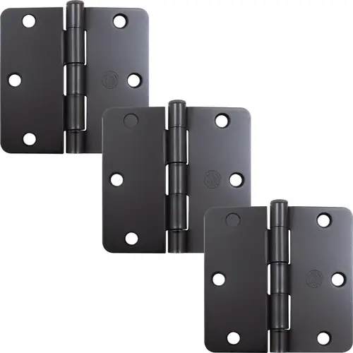 3-1/2" Door Hinges, 1/4" Radius Corner, Oil-Rubbed Bronze, 3-Pack 3-1/2" Door Hinges, 1/4" Radius Corner, Oil-Rubbed Bronze, 3-Pack