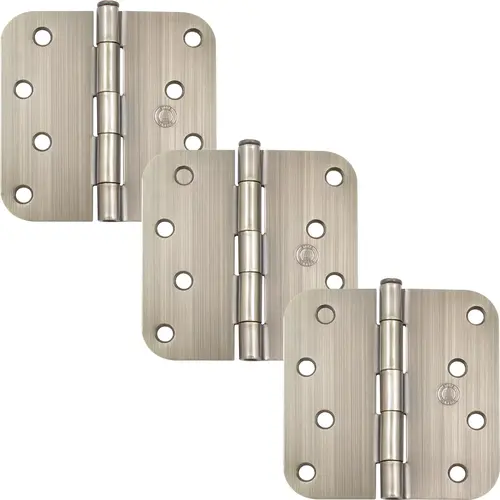 4" Door Hinges, 5/8" Radius Corner, Antique Brass, 3-Pack 4" Door Hinges, 5/8" Radius Corner, Antique Brass, 3-Pack
