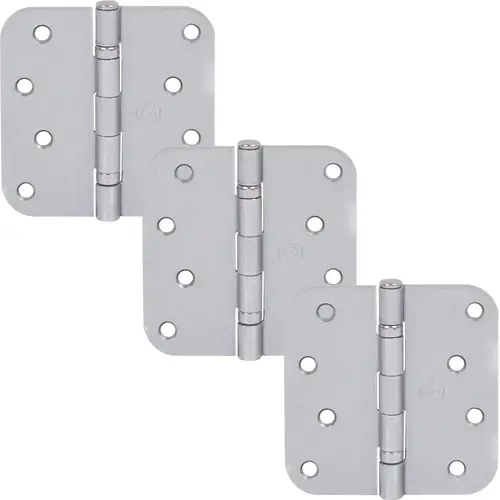 4" Ball-Bearing Door Hinges, 5/8" Radius Corner, Satin Chrome, 3-Pack 4" Ball-Bearing Door Hinges, 5/8" Radius Corner, Satin Chrome, 3-Pack