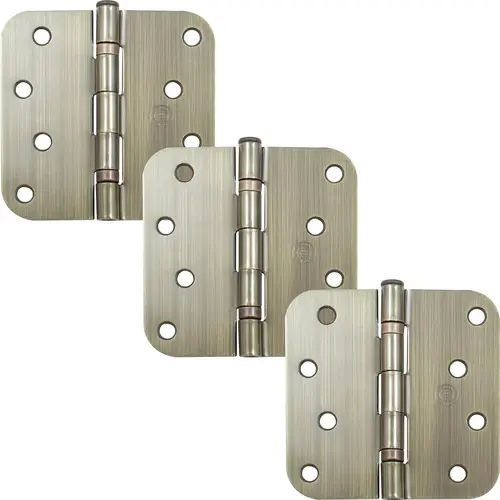 4" Ball-Bearing Door Hinges, 5/8" Radius Corner, Antique Brass, 3-Pack 4" Ball-Bearing Door Hinges, 5/8" Radius Corner, Antique Brass, 3-Pack