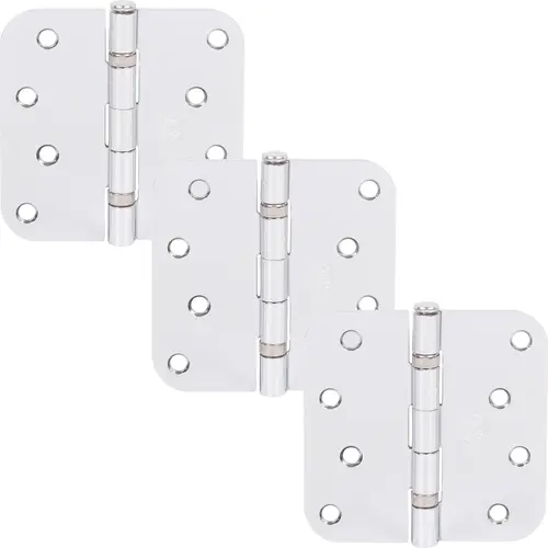 4" Ball-Bearing Door Hinges, 5/8" Radius Corner, Polished Chrome, 3-Pack 4" Ball-Bearing Door Hinges, 5/8" Radius Corner, Polished Chrome, 3-Pack