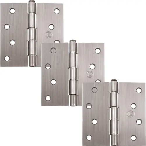 4" Door Hinges, Square Corner, Antique Nickel, 3-Pack 4" Door Hinges, Square Corner, Antique Nickel, 3-Pack