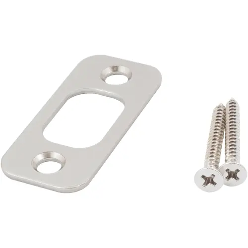 Round Corner Deadbolt Strike Plate, 1" x 2-1/4", 1-5/8" Center-to-Center, Satin Nickel Round Corner Deadbolt Strike Plate, 1" x 2-1/4", 1-5/8" Center-to-Center, Satin Nickel