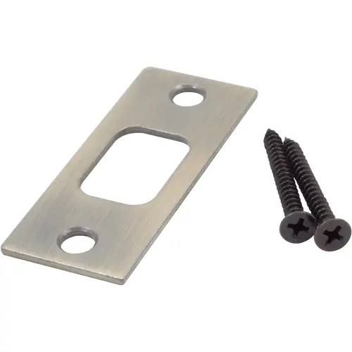 Square Corner Deadbolt Strike Plate, 1-1/8" x 2-3/4", 2-1/8" Center-to-Center, Antique Brass Square Corner Deadbolt Strike Plate, 1-1/8" x 2-3/4", 2-1/8" Center-to-Center, Antique Brass