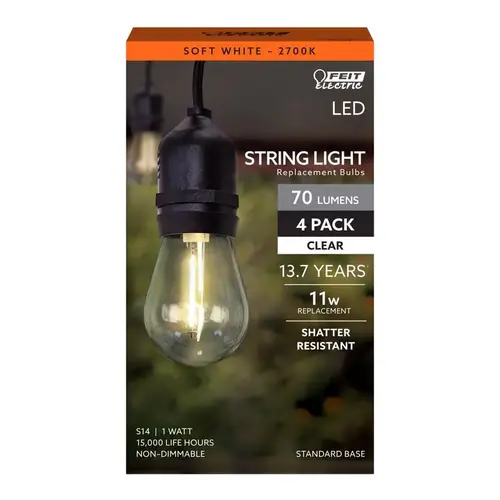 S14 E26 (Medium) Filament LED Bulb Soft White 11 Watt Equivalence Clear S14 E26 (Medium) Filament LED Bulb Soft White 11 Watt Equivalence Clear