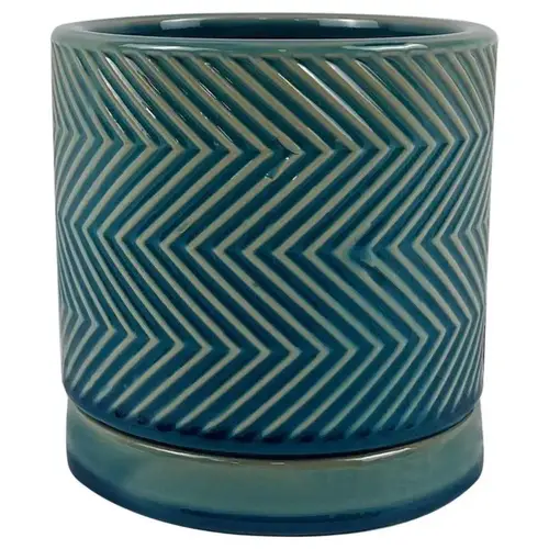 8" D Ceramic Cross Pattern Planter Blue Blue 8" D Ceramic Cross Pattern Planter Blue Blue