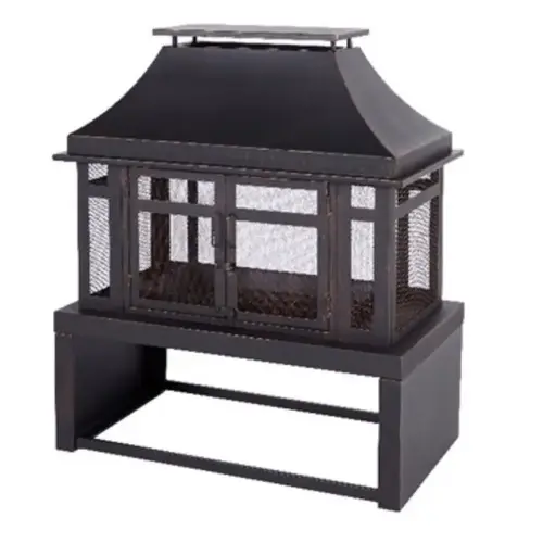 Modern Wood Steel Outdoor Fireplace 21.65" W X 39.37" D Black Modern Wood Steel Outdoor Fireplace 21.65" W X 39.37" D Black