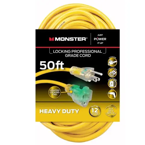 Just Power It Up Outdoor 50 ft. L Yellow Extension Cord 12/3 SJTW Yellow Just Power It Up Outdoor 50 ft. L Yellow Extension Cord 12/3 SJTW Yellow