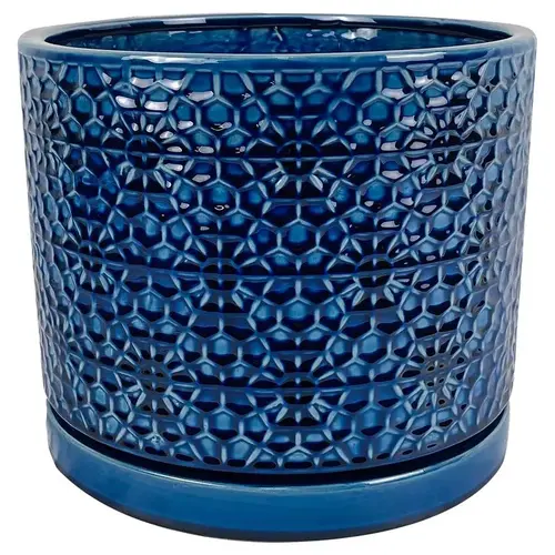 7.25" H X 6.25" W X 12" D Ceramic Amelia Planter Blue Blue 7.25" H X 6.25" W X 12" D Ceramic Amelia Planter Blue Blue
