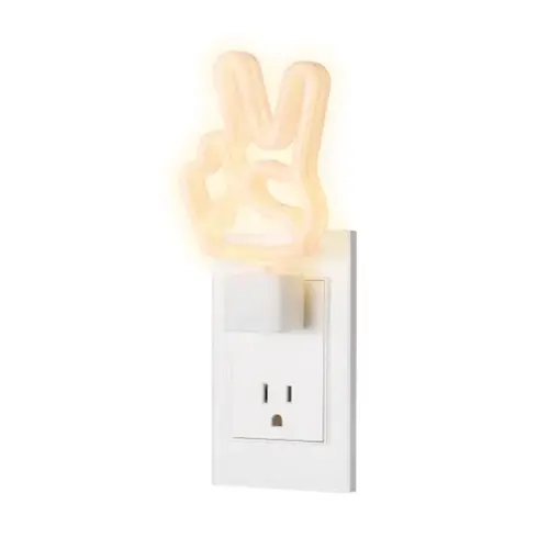 Automatic Plug-in Peace Sign LED Night Light White Automatic Plug-in Peace Sign LED Night Light White