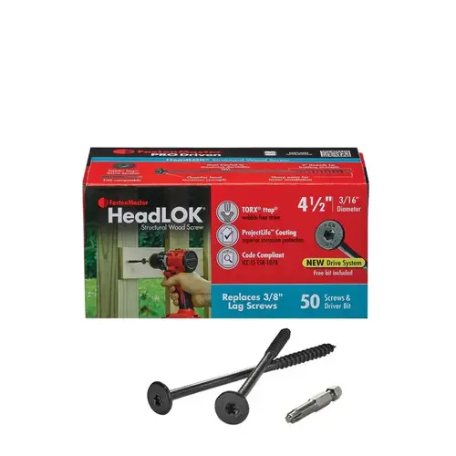 Headlok 4.5" L Torx Ttap T30 Coarse Structural Wood Screws T30 Headlok 4.5" L Torx Ttap T30 Coarse Structural Wood Screws T30
