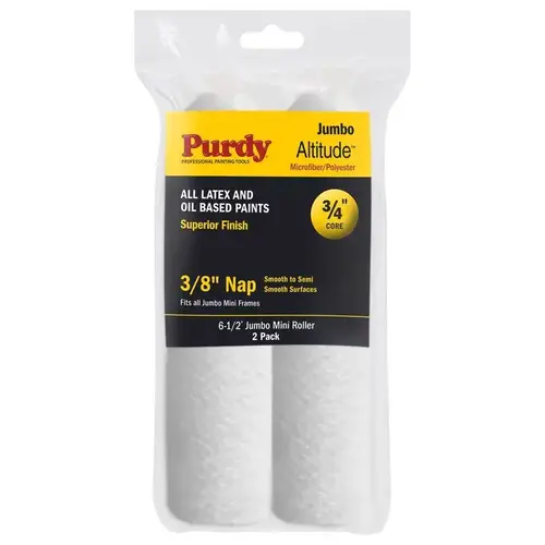 Altitude Poly Micro 6.5" W X 3/8" Jumbo Mini Paint Roller Cover White Altitude Poly Micro 6.5" W X 3/8" Jumbo Mini Paint Roller Cover White