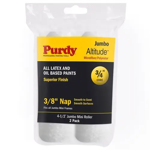 Altitude Poly Micro 4.5" W X 3/8" Jumbo Mini Paint Roller Cover White Altitude Poly Micro 4.5" W X 3/8" Jumbo Mini Paint Roller Cover White
