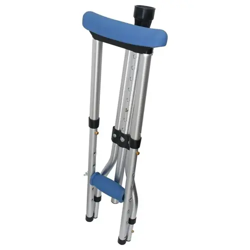 Blue Folding Crutches Aluminum/Plastic 58" H X 8" L Blue Blue Folding Crutches Aluminum/Plastic 58" H X 8" L Blue