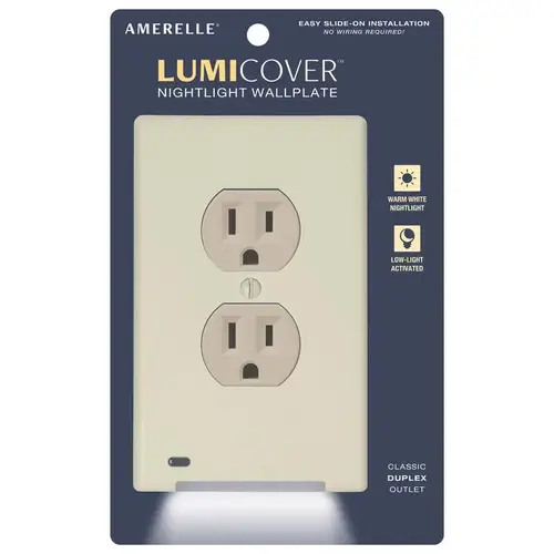 Amerelle Almond 1 gang Plastic Decorator/Duplex Nightlight Wall Plate Almond Amerelle Almond 1 gang Plastic Decorator/Duplex Nightlight Wall Plate Almond