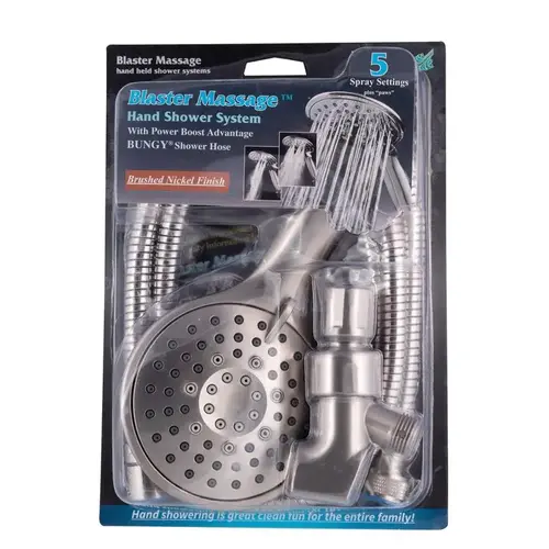 Blaster Massage Brushed Nickel Plastic 5 settings Handheld Showerhead 2 gpm Brushed Nickel Blaster Massage Brushed Nickel Plastic 5 settings Handheld Showerhead 2 gpm Brushed Nickel