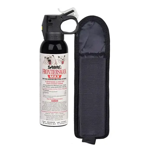 Frontiersman Max Black Nylon Bear and Mountain Lion Spray W/Belt Holster Black Frontiersman Max Black Nylon Bear and Mountain Lion Spray W/Belt Holster Black