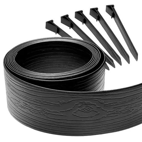 20 ft. L X 5" H Plastic Black Landscape Edging Kit Black 20 ft. L X 5" H Plastic Black Landscape Edging Kit Black