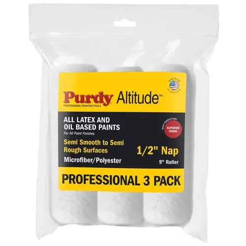 Altitude Poly Micro 9" W X 1/2" Regular Paint Roller Cover White Altitude Poly Micro 9" W X 1/2" Regular Paint Roller Cover White