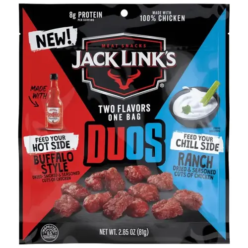 Jack Link's Duo's RedHot/Ranch Chicken Jerky 2.85 oz Bagged Jack Link's Duo's RedHot/Ranch Chicken Jerky 2.85 oz Bagged